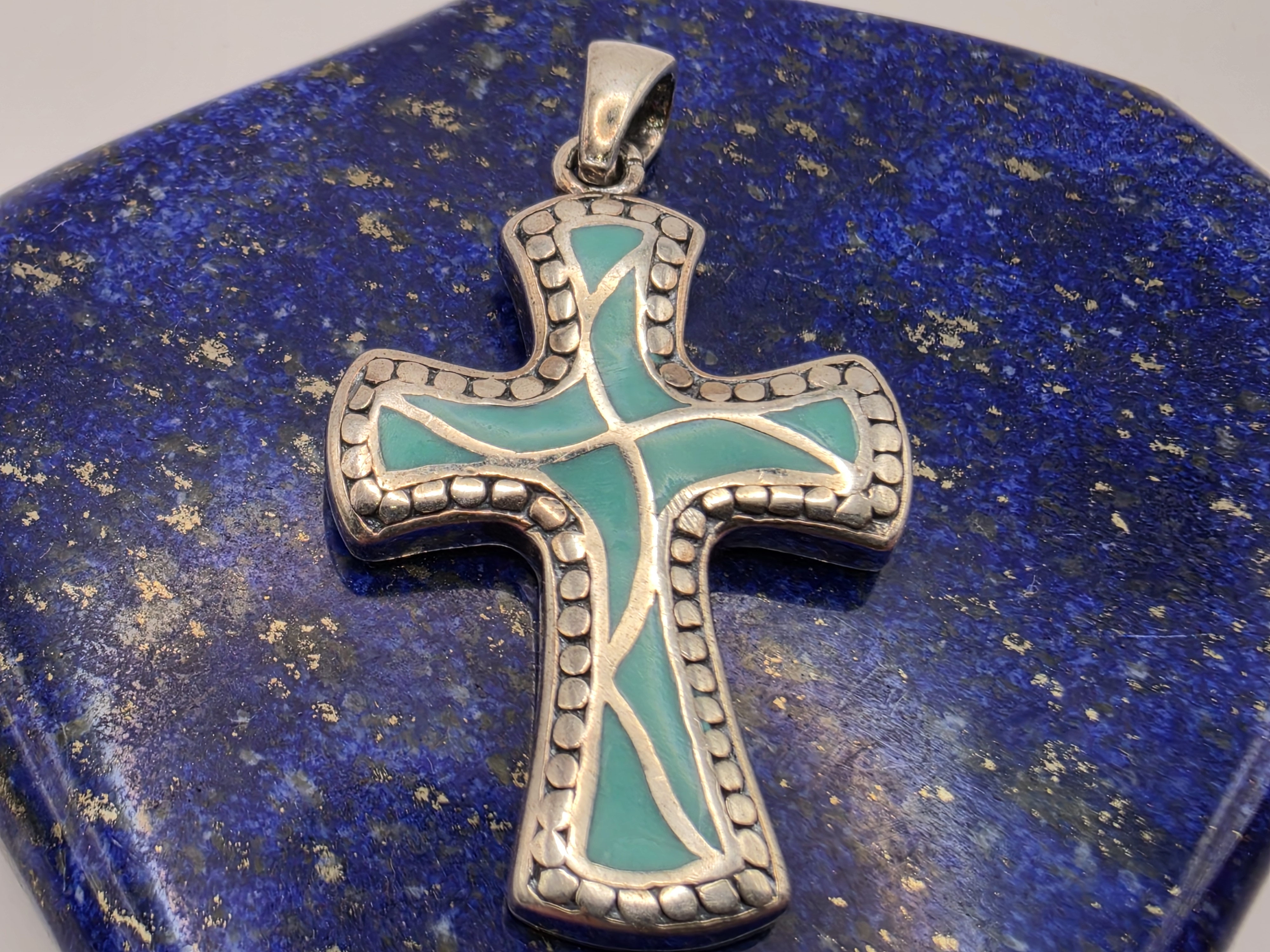 Sterling Silver Turquoise Cross Pendant