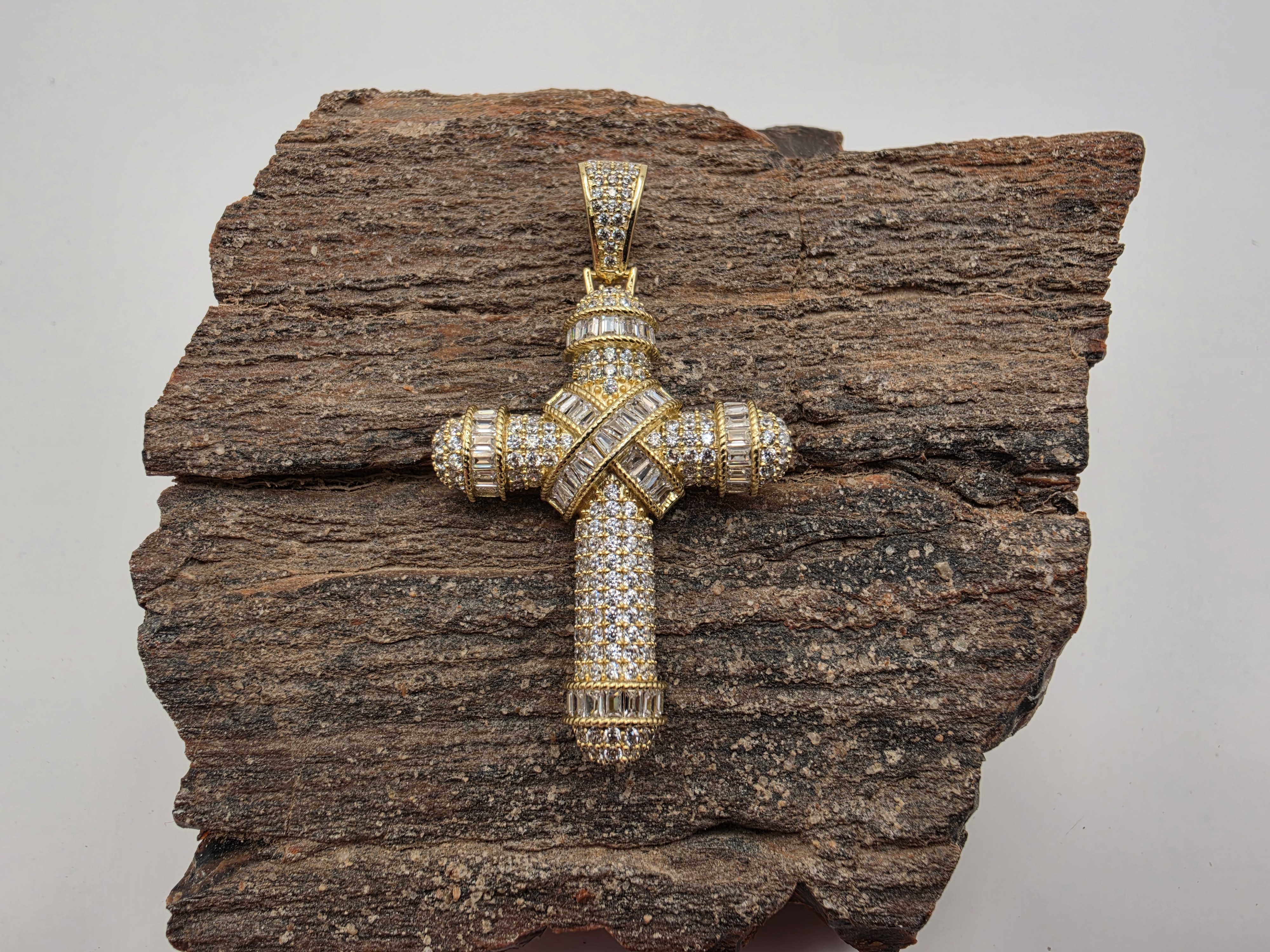 Gold Plated Iced Cross Pendant