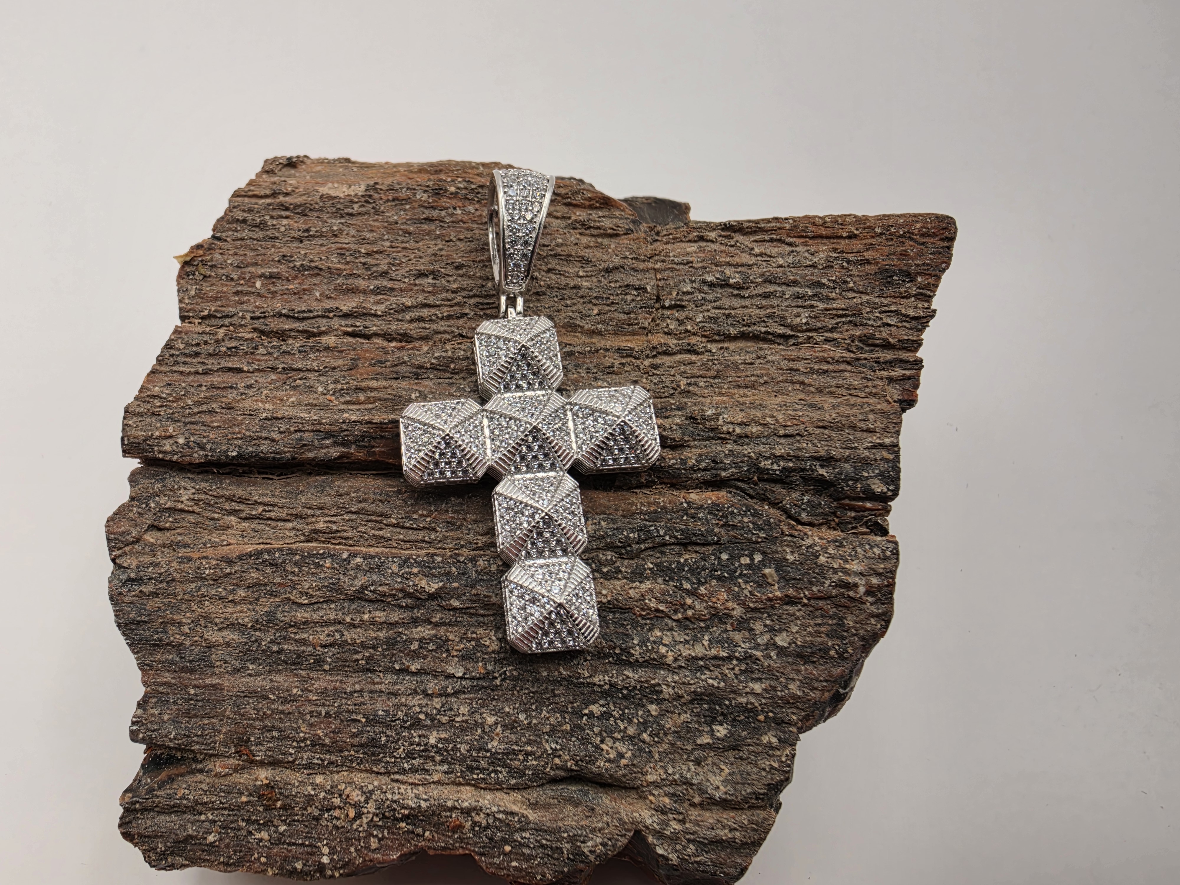 Sterling Silver Cross on Stone