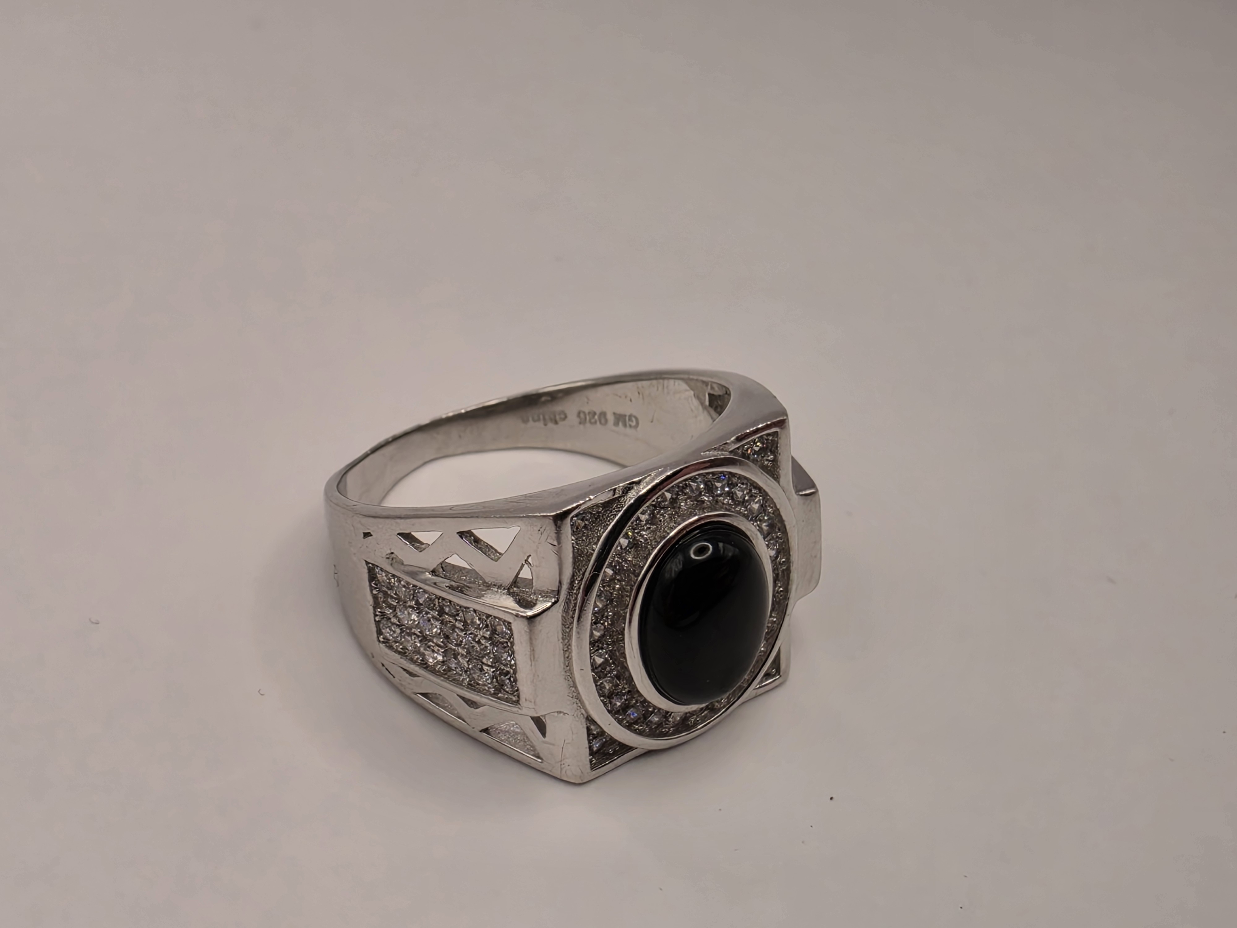 925 Sterling Silver Black Stone Ring