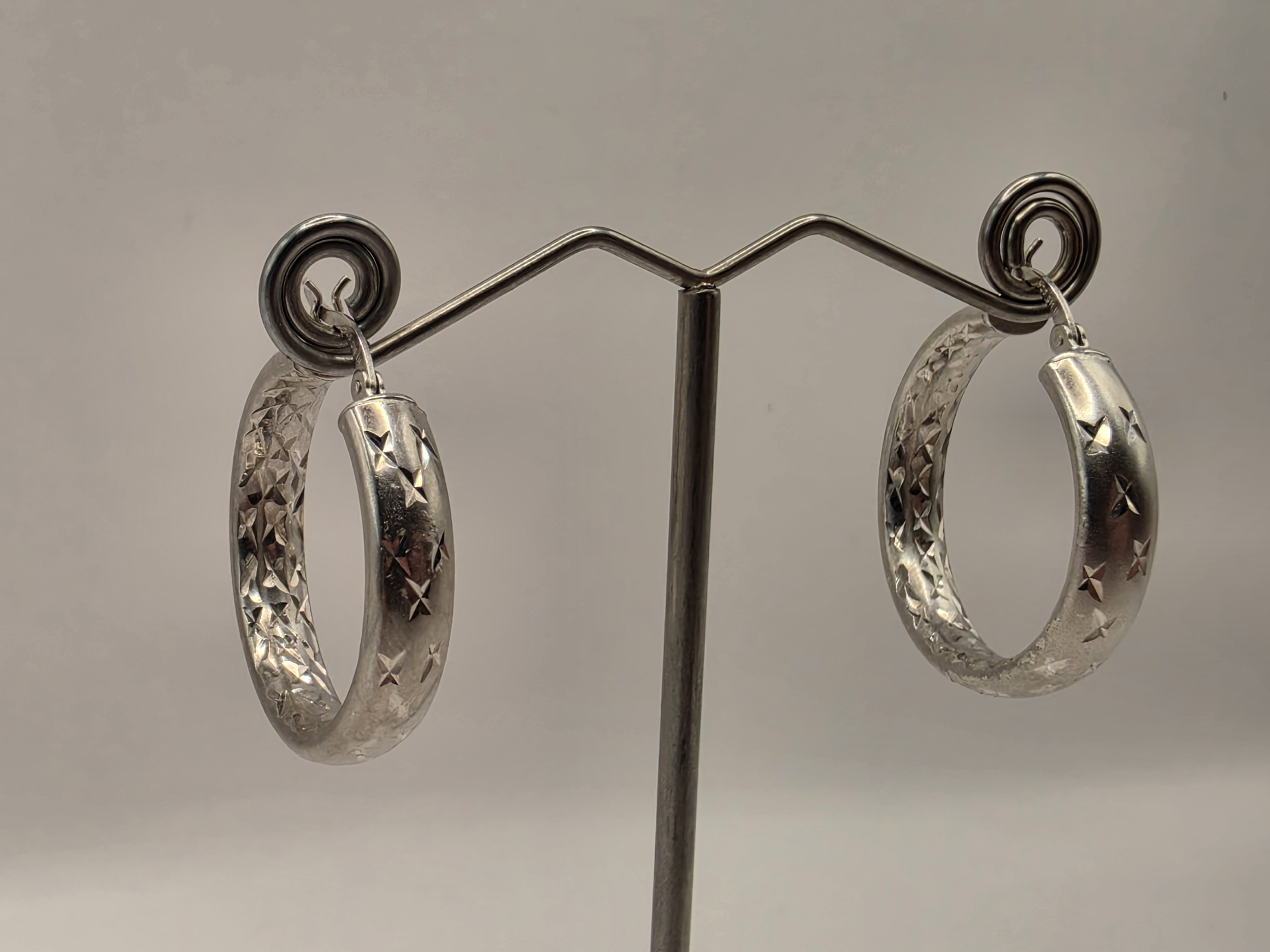 925 Sterling Silver Greek Key Hoop Earrings