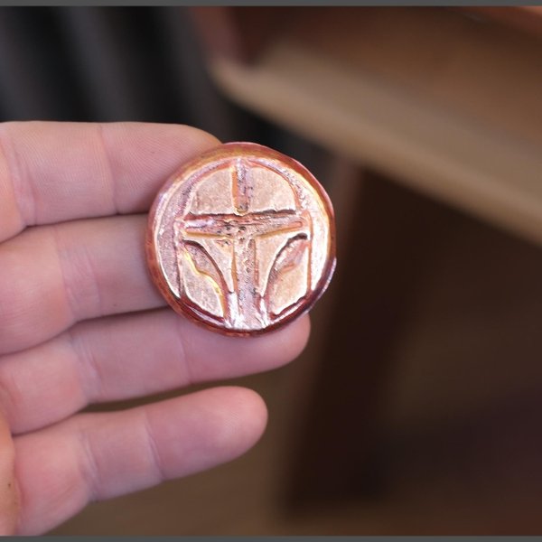 Hand poured copper helmet token polished 60g — Clamdiggers Forge