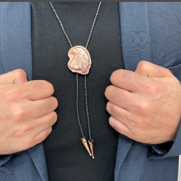 Handmade copper eagle bolo tie — Clamdiggers Forge