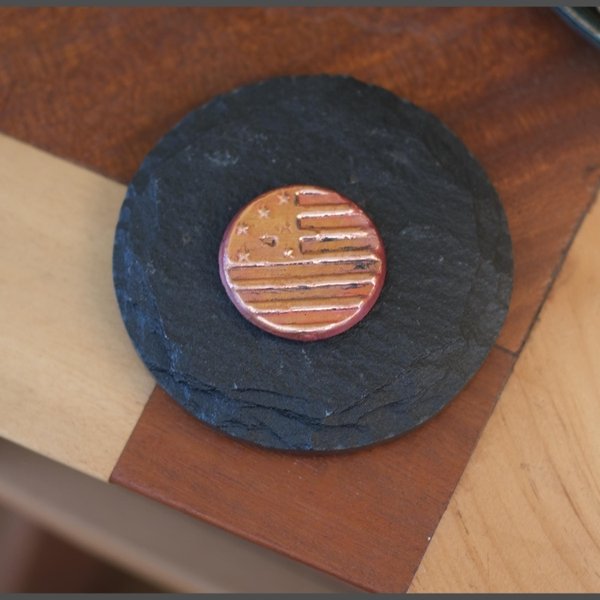 Hand poured .999 fine copper USA flag coin 63g