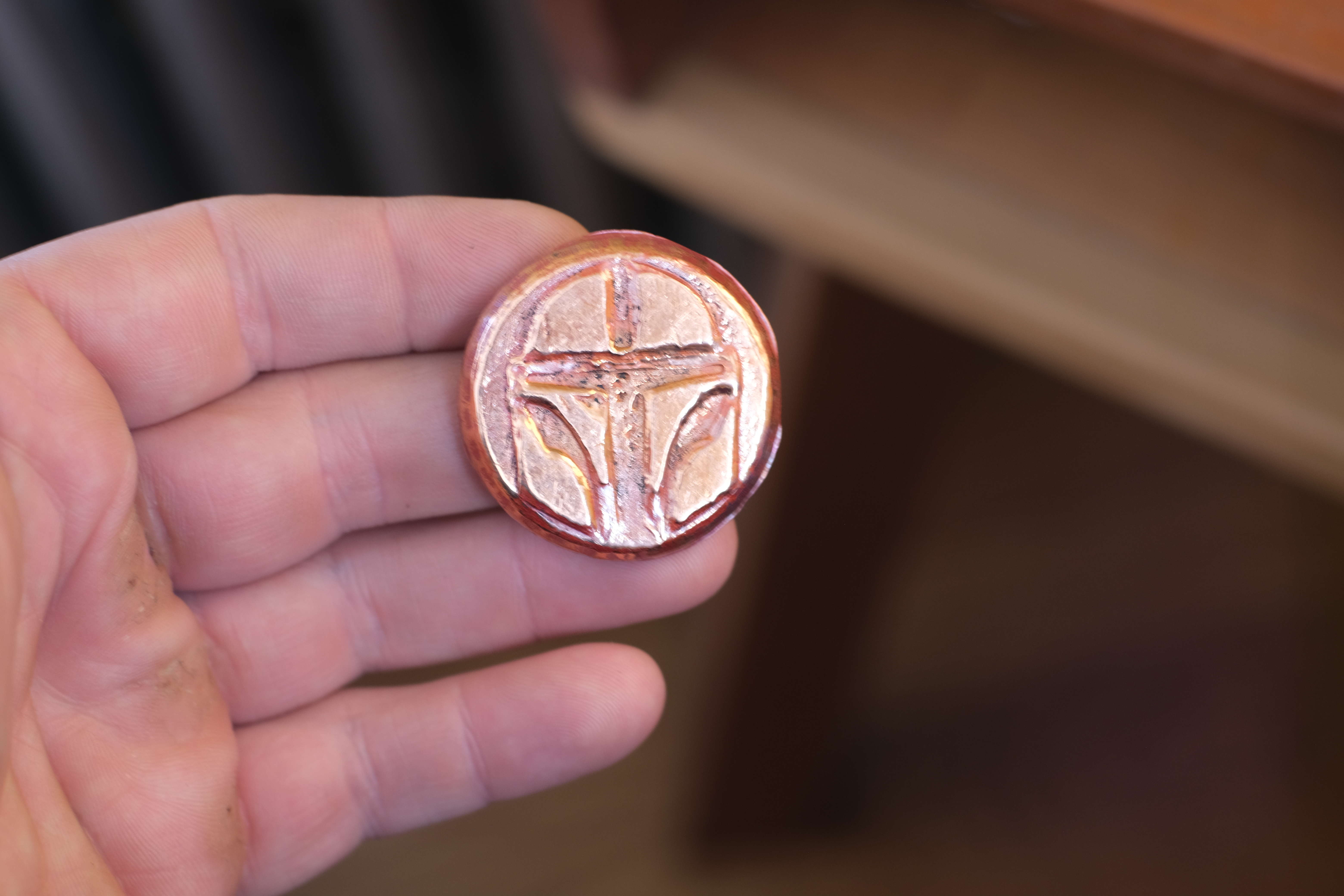 Hand Poured Copper Cross Coin